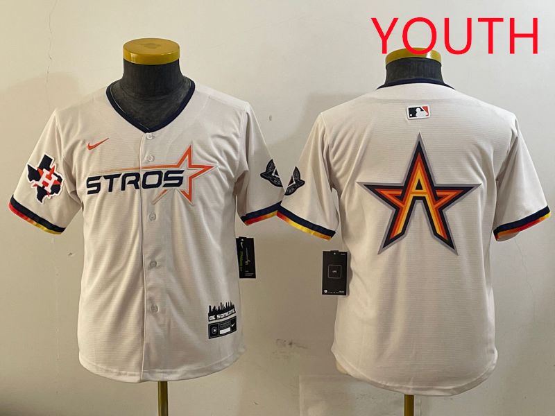 Youth Houston Astros Blank Cream three generations Joint Name 2025 Nike MLB Jersey style 4144